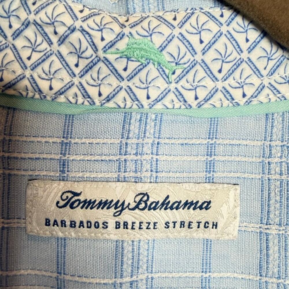 Tommy Bahama Barbados Breeze Stretch Linen Plaid Shirt XL Blue Long Sleeve - Picture 5 of 12